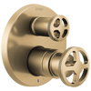 Brizo Litze Pressure Balance Valve with Integrated 6-Function Diverter Trim - Less Handles - Complete Kit - Brilliance® Luxe Gold®