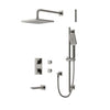 Aqua Brass Square Rounded Thermostatic Shower Trim Kit 3-way Shared