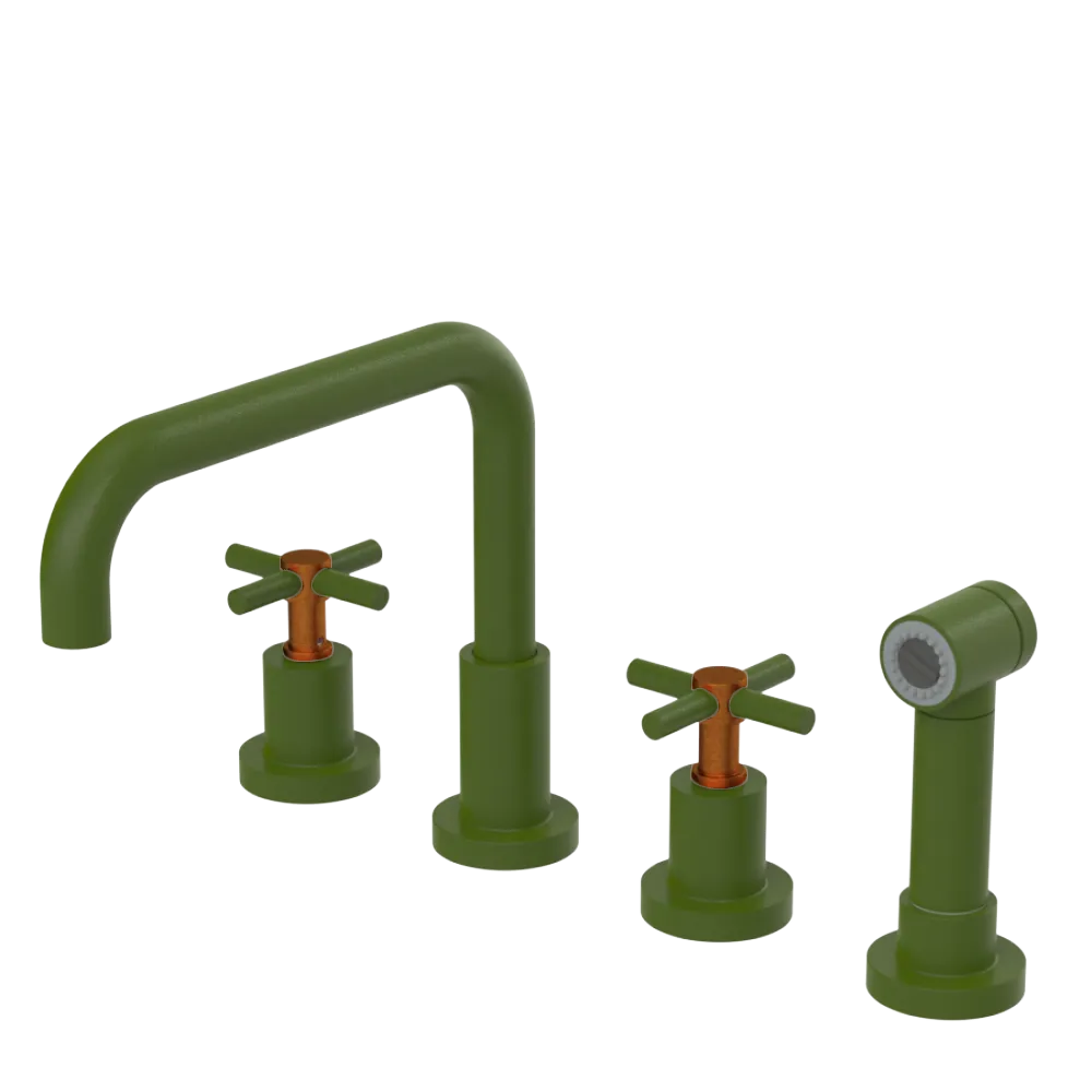 Rubinet Widespread Kitchen Set with Hand Spray Green Envy