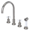 Rubinet Widespread Kitchen Set with LaSalle Spout with Hand Spray Polished Nickel