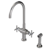 Rubinet Two Handle Single Hole Kitchen Set with LaSalle Spout with Hand Spray Polished Nickel
