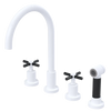 Rubinet Widespread Kitchen Set with LaSalle Spout with Hand Spray White