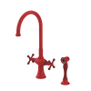Rubinet Two Handle Single Hole Kitchen Set with Hand Spray Red
