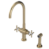 Rubinet Two Handle Single Hole Kitchen Set with LaSalle Spout with Hand Spray Gold