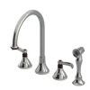 Rubinet Widespread Kitchen Set with Hand Spray Satin Nickel