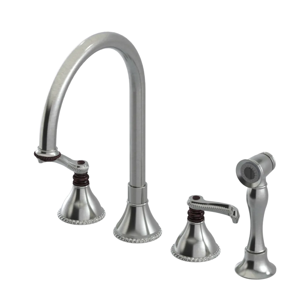 Rubinet Widespread Kitchen Set with Hand Spray Satin Nickel