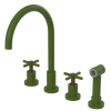 Rubinet Widespread Kitchen Set with LaSalle Spout with Hand Spray Green Envy
