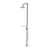 Rubinet Pressure Balance Outdoor Shower with Foot Rinse & 10" Shower Head (with shelf) - 304 Stainless Steel Chrome