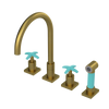 Rubinet Widespread Kitchen Set with Hand Spray Antique Brass Matt