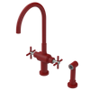 Rubinet Two Handle Single Hole Kitchen Set with LaSalle Spout with Hand Spray Maroon