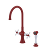 Rubinet Two Handle Single Hole Kitchen Set with Hand Spray Maroon