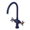 Rubinet Two Handle Single Hole Kitchen Set with LaSalle Spout Midnight Blue