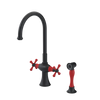 Rubinet Two Handle Single Hole Kitchen Set with Hand Spray Matt Black