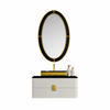 Lumina LED Oval Bathroom Mirror – 28" x 43" | Gold Black & Apricot Pear