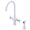 Rubinet Two Handle Single Hole Kitchen Set with LaSalle Spout with Hand Spray Matt White