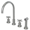 Rubinet Widespread Kitchen Set with LaSalle Spout with Hand Spray Satin Nickel