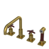 Rubinet Widespread Kitchen Set with Genesis Spout with Hand Spray Antique Brass Matt