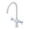 Rubinet Two Handle Single Hole Kitchen Set with LaSalle Spout White