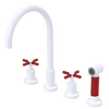 Rubinet Widespread Kitchen Set with LaSalle Spout with Hand Spray White