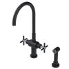 Rubinet Two Handle Single Hole Kitchen Set with LaSalle Spout with Hand Spray Matt Black