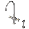 Rubinet Two Handle Single Hole Kitchen Set with LaSalle Spout with Hand Spray Polished Nickel