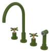 Rubinet Widespread Kitchen Set with LaSalle Spout with Hand Spray Green Envy