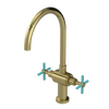 Rubinet Two Handle Single Hole Kitchen Set with LaSalle Spout Natural Brass