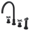Rubinet Widespread Kitchen Set with LaSalle Spout with Hand Spray Matt Black