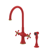 Rubinet Two Handle Single Hole Kitchen Set with Hand Spray Red