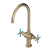 Rubinet Two Handle Single Hole Kitchen Set with LaSalle Spout Gold