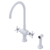 Rubinet Two Handle Single Hole Kitchen Set with LaSalle Spout with Hand Spray White