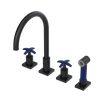 Rubinet Widespread Kitchen Set with Hand Spray Matt Black