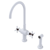 Rubinet Two Handle Single Hole Kitchen Set with LaSalle Spout with Hand Spray White