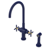 Rubinet Two Handle Single Hole Kitchen Set with LaSalle Spout with Hand Spray Midnight Blue