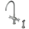 Rubinet Two Handle Single Hole Kitchen Set with LaSalle Spout with Hand Spray Satin Nickel