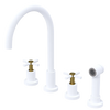 Rubinet Widespread Kitchen Set with LaSalle Spout with Hand Spray Matt White