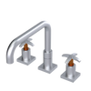 Rubinet Widespread Kitchen Set with Genesis Spout Satin Chrome