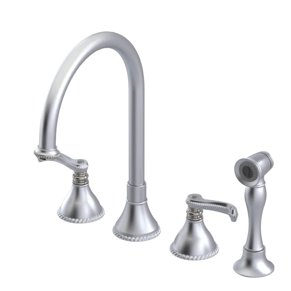 Rubinet Widespread Kitchen Set with Hand Spray Satin Chrome