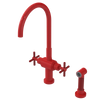 Rubinet Two Handle Single Hole Kitchen Set with LaSalle Spout with Hand Spray Red