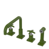 Rubinet Widespread Kitchen Set with Genesis Spout with Hand Spray Green Envy