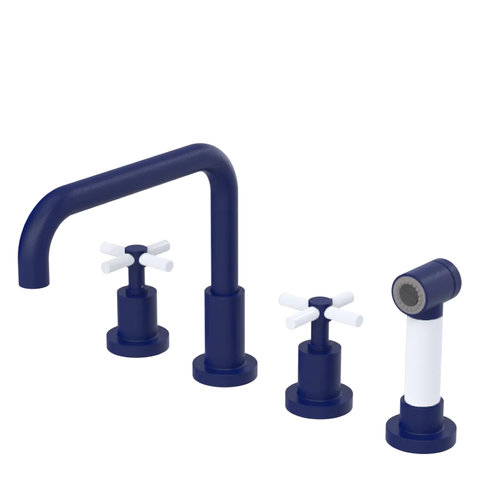 Rubinet Widespread Kitchen Set with Hand Spray Midnight Blue