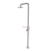Rubinet Pressure Balance Outdoor Shower with Hand Held Shower & 10" Shower Head (with shelf) - 304 Stainless Steel Chrome