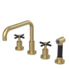 Rubinet Widespread Kitchen Set with Hand Spray Satin Brass
