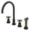 Rubinet Widespread Kitchen Set with LaSalle Spout with Hand Spray Matt Black