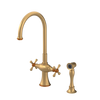 Rubinet Two Handle Single Hole Kitchen Set with Hand Spray Satin Gold