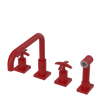 Rubinet Widespread Kitchen Set with Genesis Spout with Hand Spray Maroon