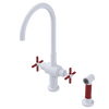 Rubinet Two Handle Single Hole Kitchen Set with LaSalle Spout with Hand Spray White