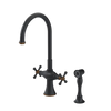 Rubinet Two Handle Single Hole Kitchen Set with Hand Spray Matt Black