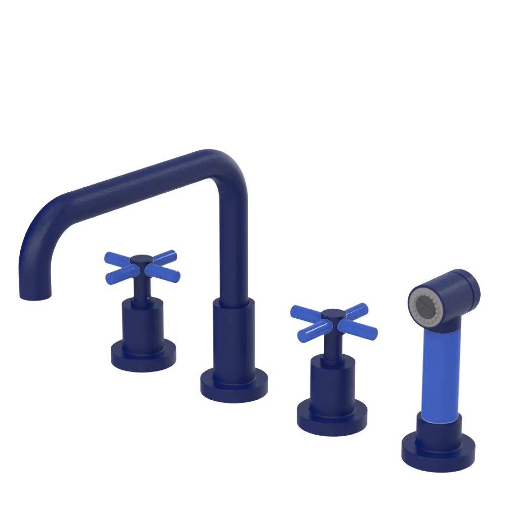 Rubinet Widespread Kitchen Set with Hand Spray Midnight Blue