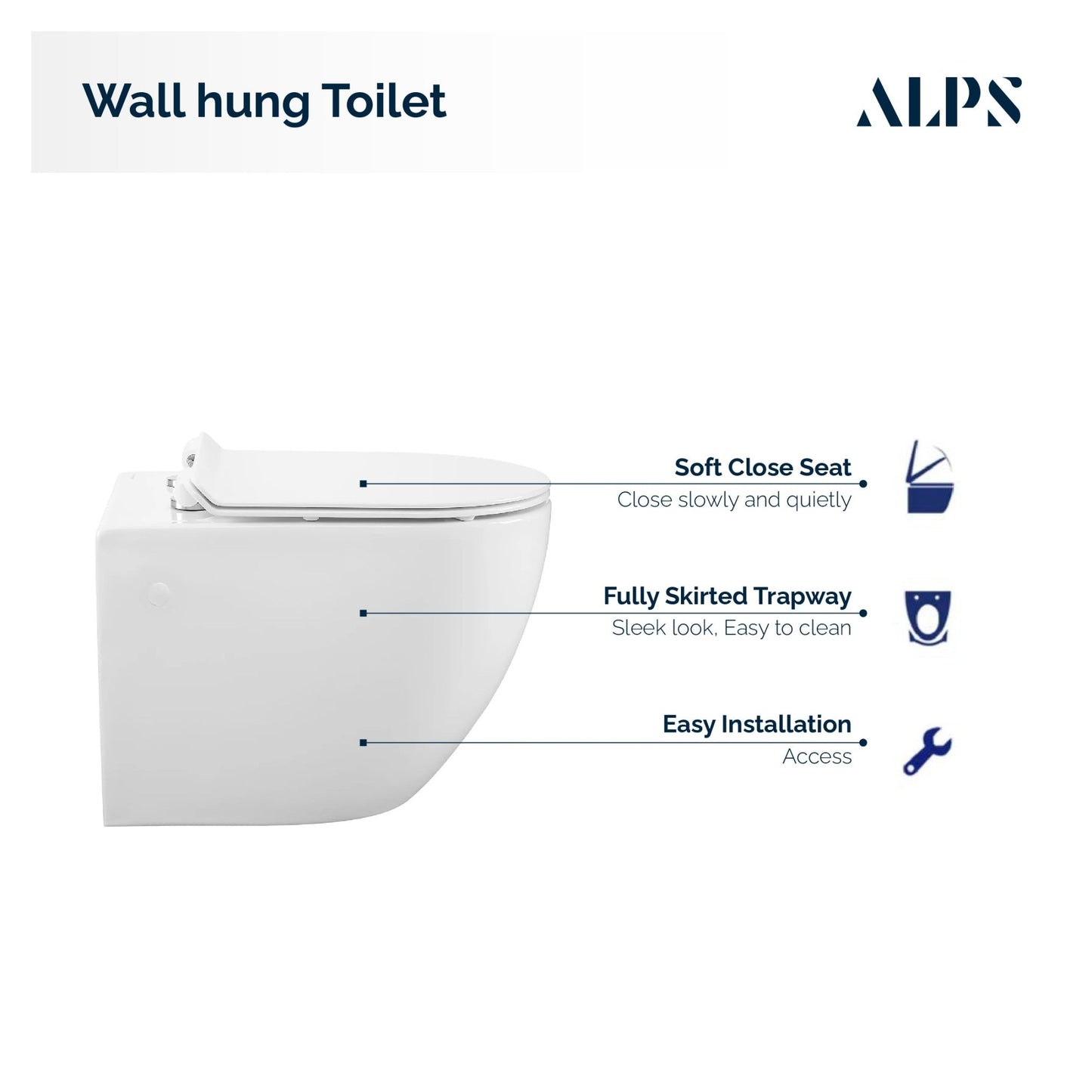 Alps- Victoria Wall-Mounted Toilet- Kw-9003w - Golzar Home